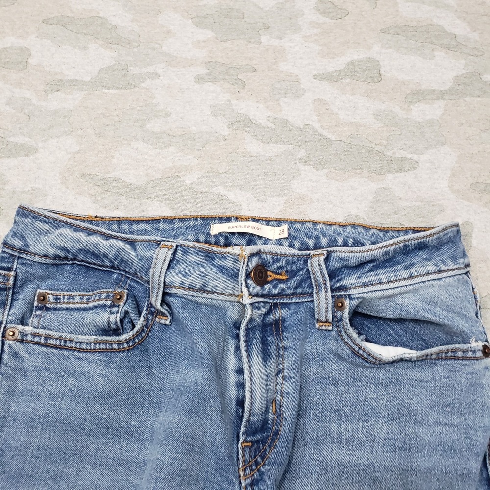 Levi's Jeans Womens 28 Blue Super low Boot Denim Medium Wash Stretch - Picture 2 of 13